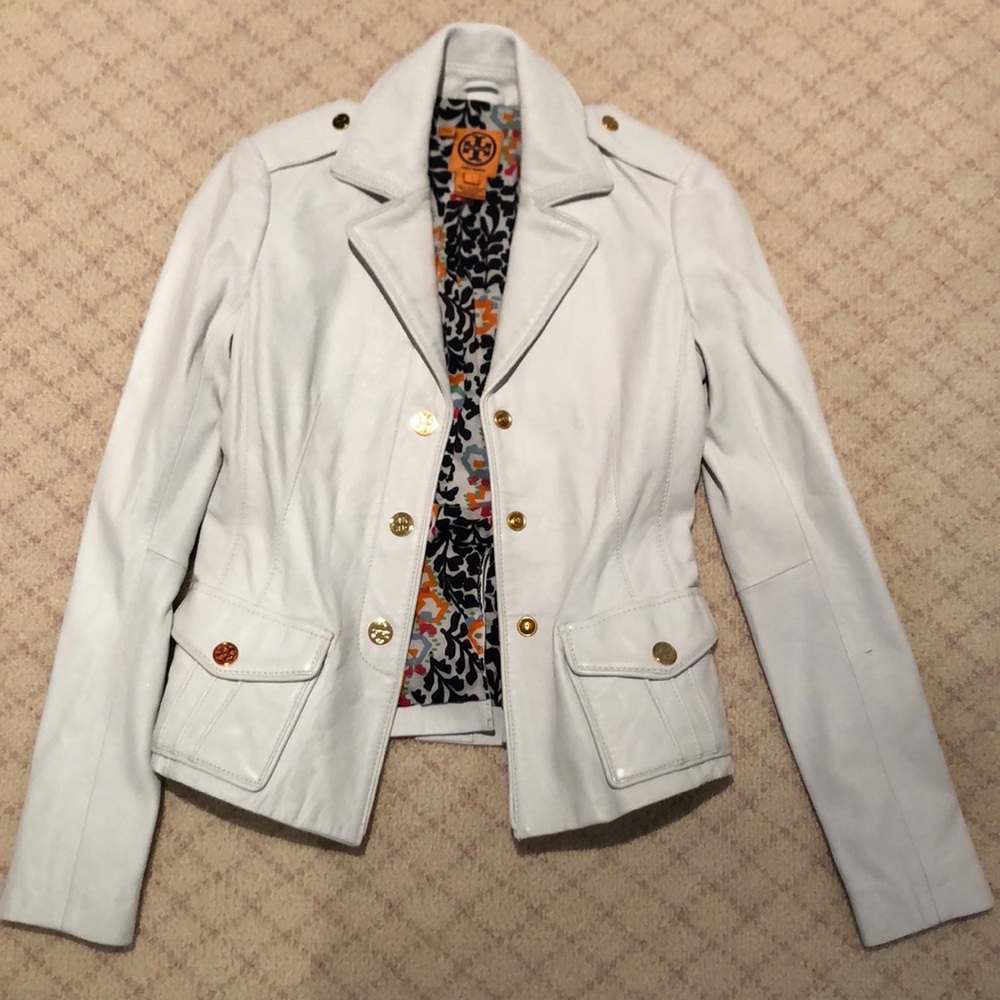 Tory Burch white Leather Jacket - Size 0